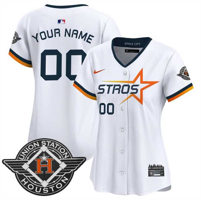 Womens Houston Astros Active Player Custom White 2025 City Connect Limited Stitched Baseball Jersey(Run Small)